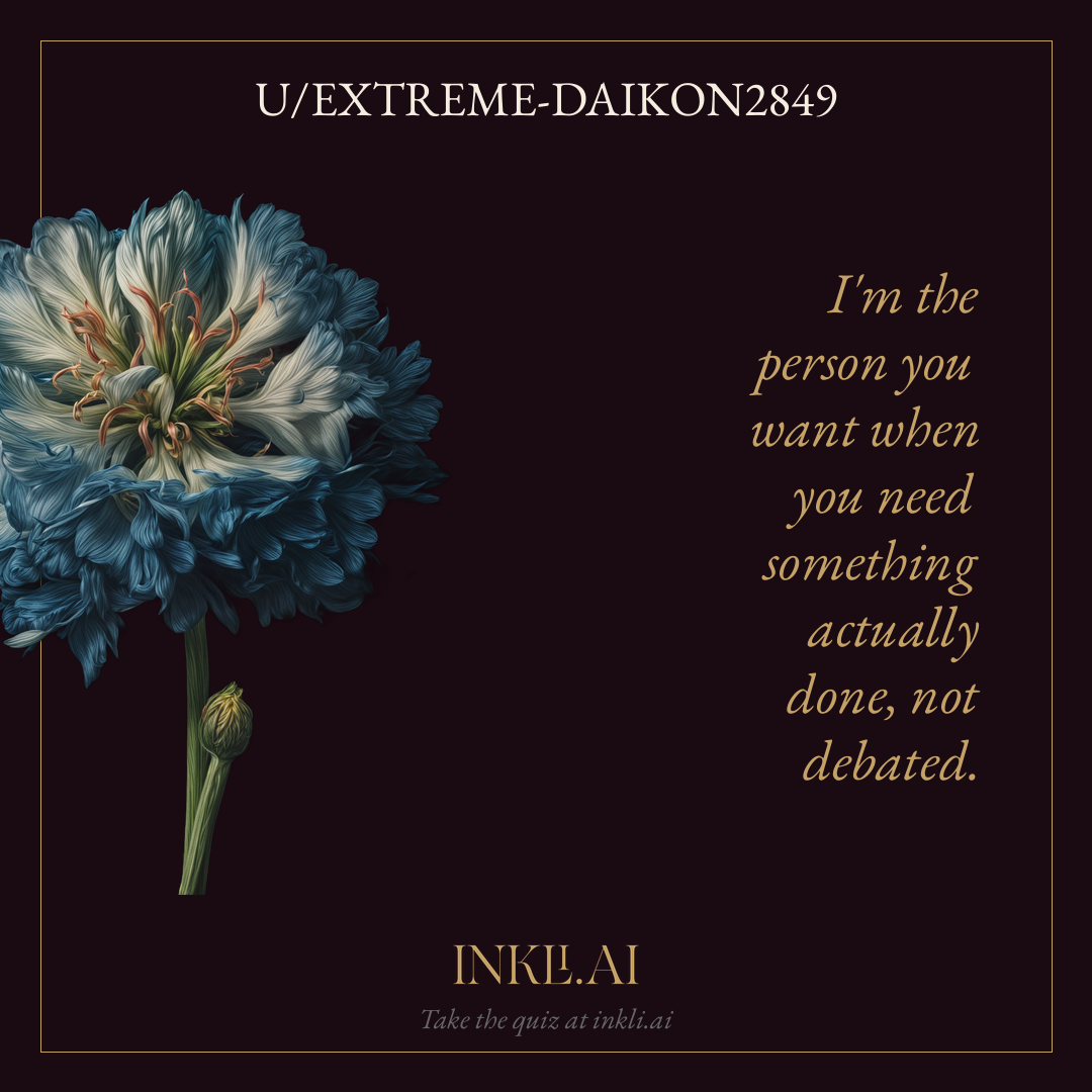 I'm the person you want when you need something actually done, not debated.