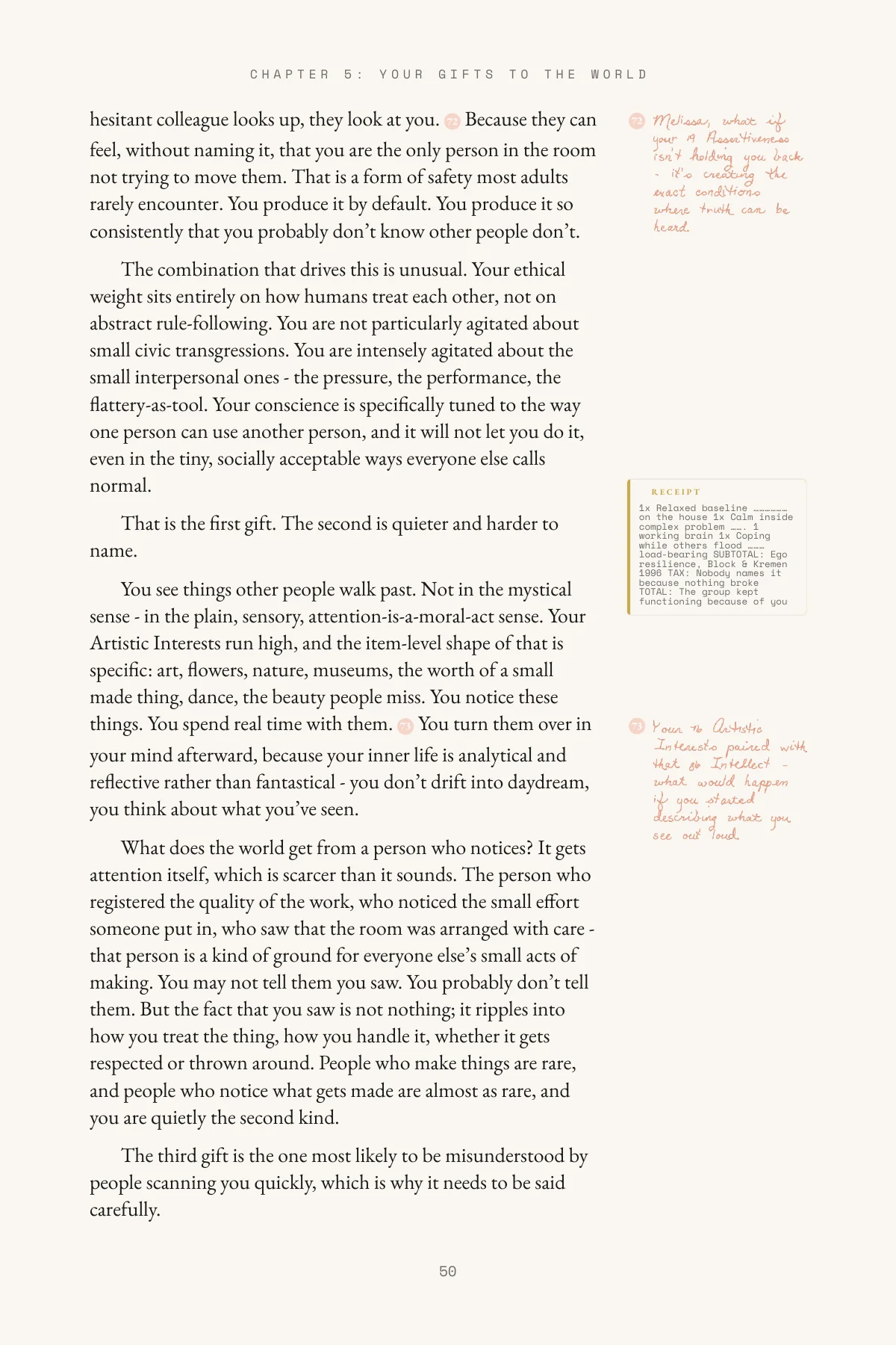 Sample page: Your Gifts to the World chapter